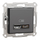 Розетка USB, 2 виходи, тип А+С 2,4А, Антрацит, Asfora EPH2700371