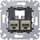 Розетка комп'ютерна RJ45 подвійна, 6 кат, STP екр, механізм, Merten MTN4576-0022