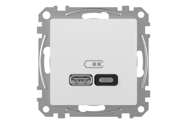 USB розетка A+C, 3 A, 45 Вт, Білий Sedna Design SDD111404