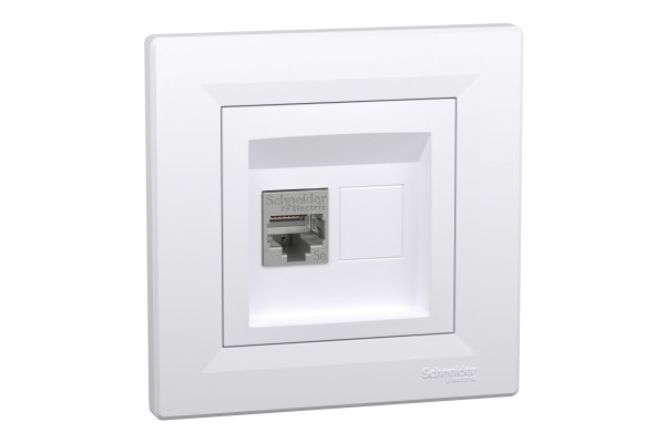 Розетка комп'ютерна, RJ45, кат.5е, STP, Біла, Asfora EPH5000121