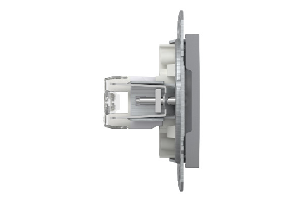 Розетка комп'ютерна, RJ45, кат.6, UTP, подвійна, Сталь, Asfora, EPH4800162