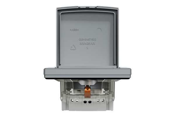 Розетка з заземленням, з кришкою та шторками, IP44, Сталь, Asfora, EPH3100362