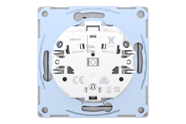 Розетка силова IP44 з кришкою 2К+З, 16А, 250В, безгвинт.затиск, зі шторками, Нержавіючая сталь, пластик, D-Life Merten MTN2314-6036