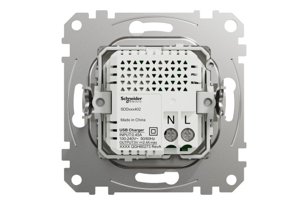Розетка USB подвійна А+С, 2.4А, 230В, Білий, Sedna Design SDD111402
