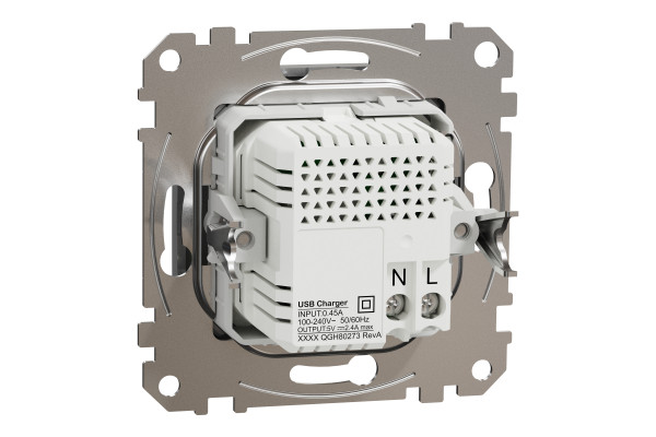 Розетка USB подвійна А+C, 2.4А, 230В, Алюміній, Sedna Design SDD113402
