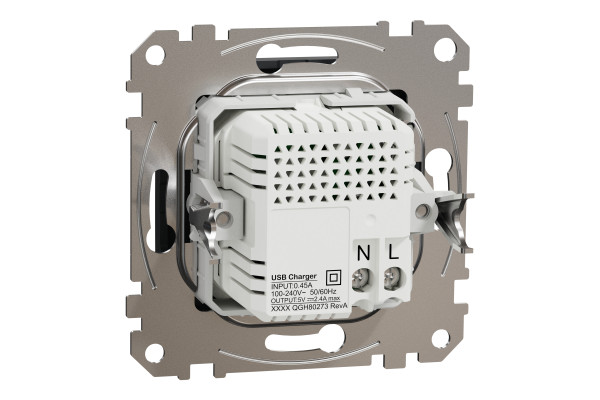 Розетка USB подвійна А+C, 2.4А, 230В, Чорний, Sedna Design SDD114402