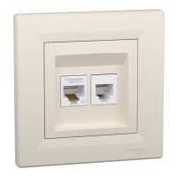 РОЗЕТКА КОМПЬЮТЕРНАЯ RJ45 КАТ. 5E И ТЕЛЕФОННАЯ РОЗЕТКА RJ12 КРЕМ ASFORA, EPH4900123
