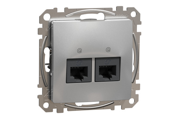 Комп'ютерна розетка подвійна RJ45, кат. 5e, неекр. UTP, Алюміній, Sedna Design SDD113452