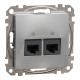 Комп'ютерна розетка подвійна RJ45, кат. 5e, неекр. UTP, Алюміній, Sedna Design SDD113452