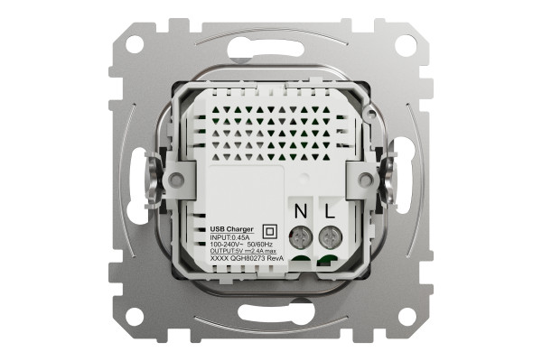 Розетка USB подвійна А+C, 2.4А, 230В, Алюміній, Sedna Design SDD113402