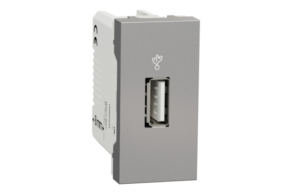 Розетка для передачі даних USB 2.0, 1 модуль, алюміній, Unica NEW NU342930