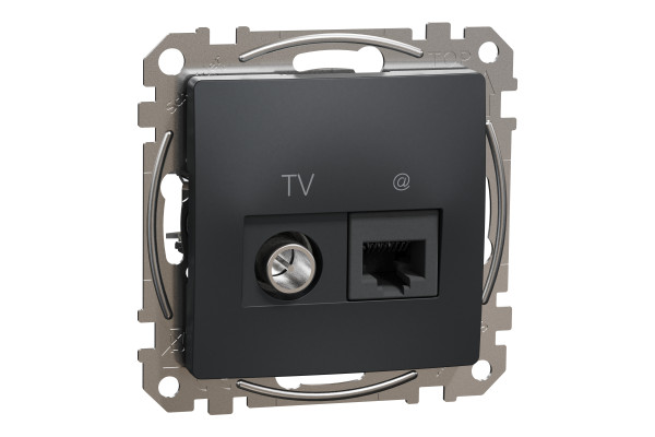 Комп'ютерна розетка RJ45+TV, кат. 6, неекр. UTP, Чорний, Sedna Design SDD114469T