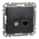 Комп'ютерна розетка RJ45+TV, кат. 6, неекр. UTP, Чорний, Sedna Design SDD114469T