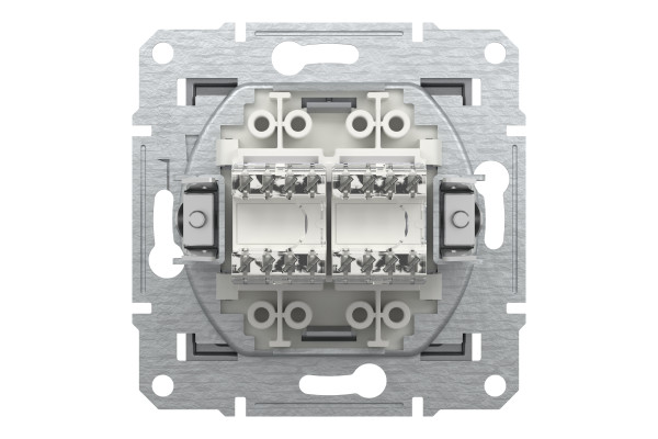 Розетка комп'ютерна, RJ45, кат.5е, UTP, подвійна, Сталь, Asfora, EPH4400162