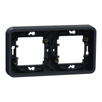 Рамка двомісна горизонтальна з затискачами, IP55, Mureva Styl, чорна MUR34101