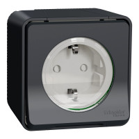 Розетка з заземленням та шторками, IP55, чорна, Mureva Styl MUR36034