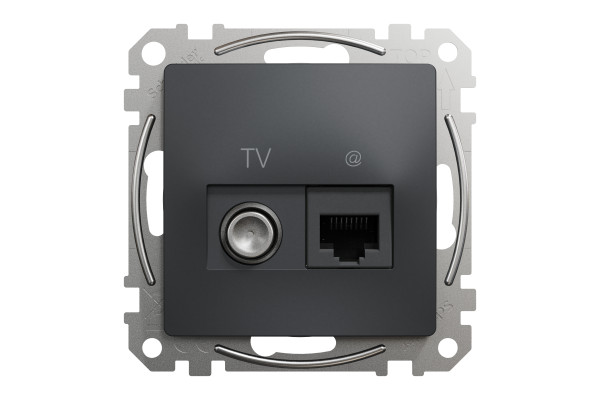 Комп'ютерна розетка RJ45+TV, кат. 6, неекр. UTP, Чорний, Sedna Design SDD114469T