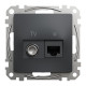 Комп'ютерна розетка RJ45+TV, кат. 6, неекр. UTP, Чорний, Sedna Design SDD114469T