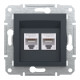 Розетка комп'ютерна, RJ45, кат.6, UTP, подвійна, Антрацит, Asfora, EPH4800171