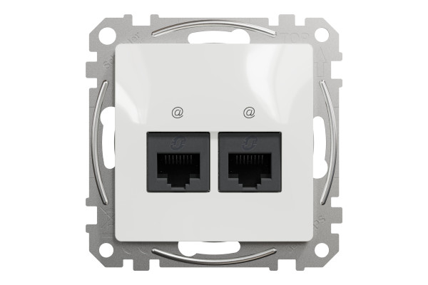 Комп'ютерна розетка подвійна RJ45, кат. 5e, неекр. UTP, Білий, Sedna Design SDD111452
