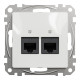 Комп'ютерна розетка подвійна RJ45, кат. 5e, неекр. UTP, Білий, Sedna Design SDD111452