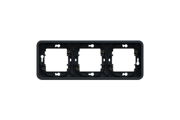 Рамка тримісна горизонтальна, IP55, чорна, Mureva Styl MUR34109