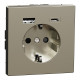Розетка силова 2К+З, 16А, з USB 3A, тип А+C, гвинт.затиск, шторки, Нікель, метал, D-Life Merten MTN2367-6050