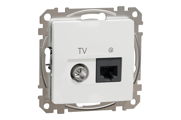 Комп'ютерна розетка RJ45+TV, кат. 6, неекр. UTP, Білий, Sedna Design SDD111469T