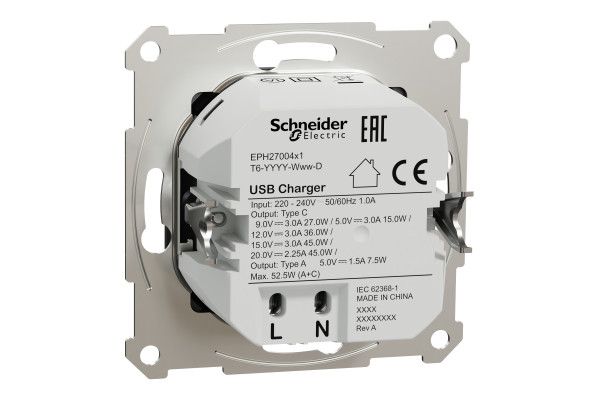 USB розетка А+С, 3 А, 45 Вт, антрацит, EPH2700471