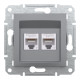 Розетка комп'ютерна, RJ45, кат.6, UTP, подвійна, Сталь, Asfora, EPH4800162