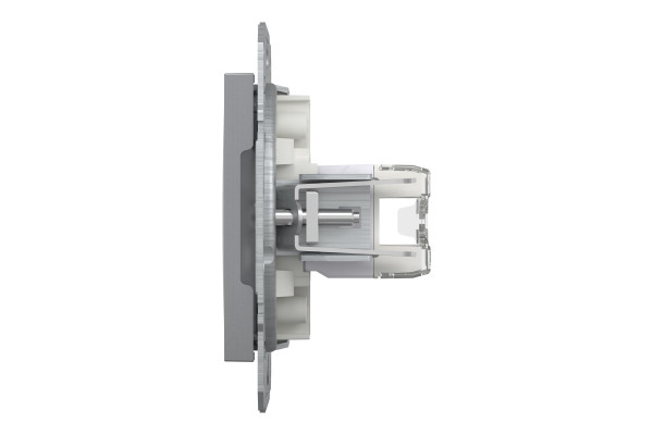 Розетка комп'ютерна, RJ45, кат.5е, UTP, подвійна, Сталь, Asfora, EPH4400162