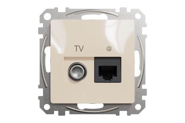 Комп'ютерна розетка RJ45+TV, кат. 6, неекр. UTP, Бежевий, Sedna Design SDD112469T