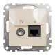 Комп'ютерна розетка RJ45+TV, кат. 6, неекр. UTP, Бежевий, Sedna Design SDD112469T