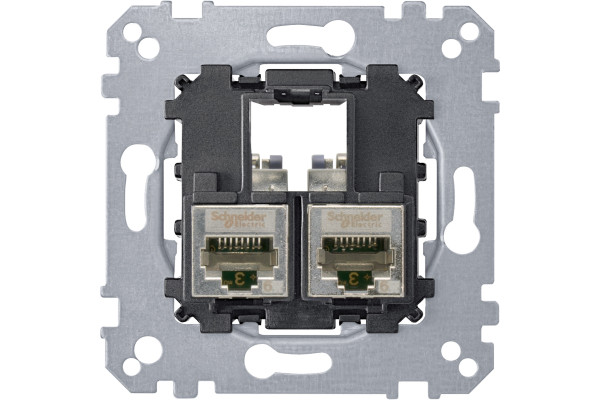 Розетка комп'ютерна RJ45 подвійна, 5е кат, FTP екр, механізм, Merten MTN4575-0012