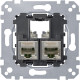 Розетка комп'ютерна RJ45 подвійна, 5е кат, FTP екр, механізм, Merten MTN4575-0012