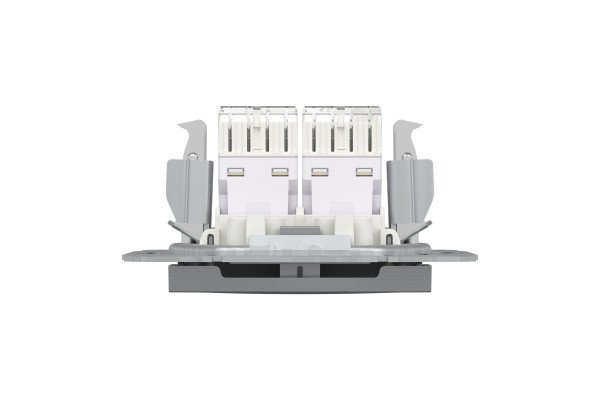 Розетка комп'ютерна, RJ45, кат.5е, UTP, подвійна, Сталь, Asfora, EPH4400162