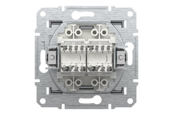 Розетка комп'ютерна, RJ45, кат.6, UTP, подвійна, Сталь, Asfora, EPH4800162