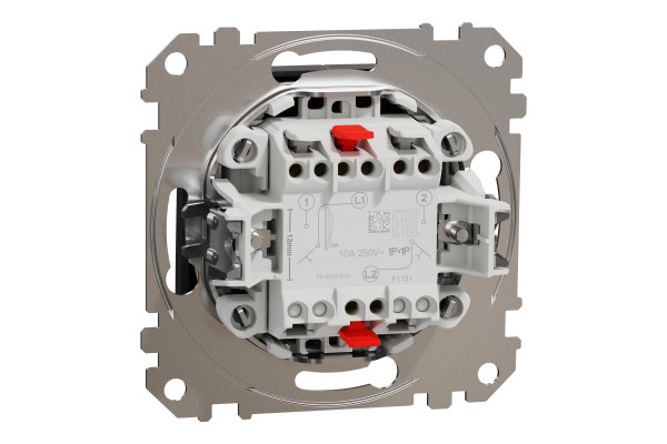 Двохклавішний кнопочний вимикач, Чорний, Sedna Design SDD114118