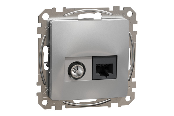 Комп'ютерна розетка RJ45+TV, кат. 6, неекр. UTP, Алюміній, Sedna Design SDD113469T