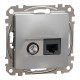 Комп'ютерна розетка RJ45+TV, кат. 6, неекр. UTP, Алюміній, Sedna Design SDD113469T