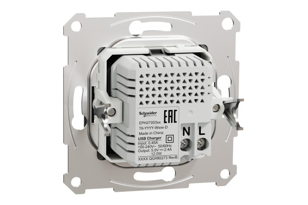 Розетка USB, 2 виходи, тип А+С 2,4А, Антрацит, Asfora EPH2700371