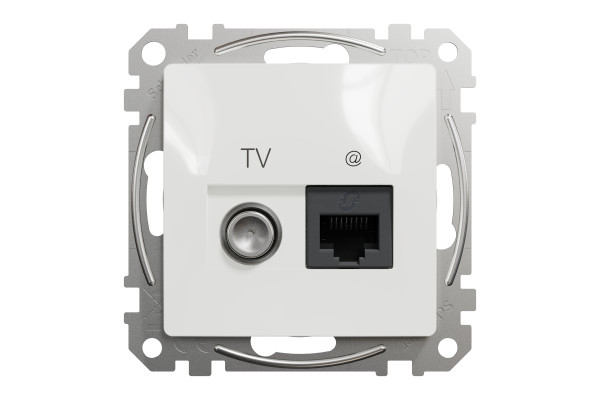 Комп'ютерна розетка RJ45+TV, кат. 6, неекр. UTP, Білий, Sedna Design SDD111469T