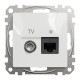 Комп'ютерна розетка RJ45+TV, кат. 6, неекр. UTP, Білий, Sedna Design SDD111469T