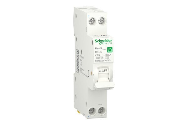 Диференційний автомат 6kA 1M 1P+N 25A C 30mA А, Resi9 Schneider Electric R9D88625