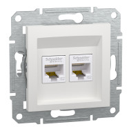 Розетка RJ45 подвійна, тип UTP, категорія 5E, білий, Asfora, без рамки, EPH4470121