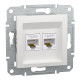 Розетка RJ45 подвійна, тип UTP, категорія 5E, білий, Asfora, без рамки, EPH4470121