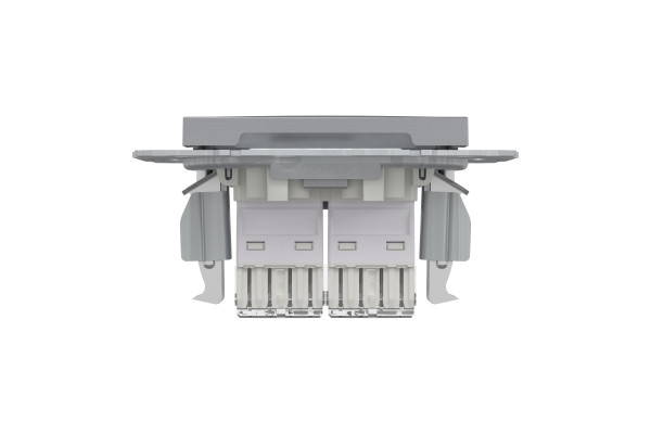 Розетка комп'ютерна, RJ45, кат.6, UTP, подвійна, Сталь, Asfora, EPH4800162