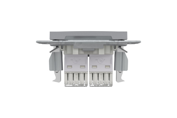 Розетка комп'ютерна, RJ45, кат.5е, UTP, подвійна, Сталь, Asfora, EPH4400162