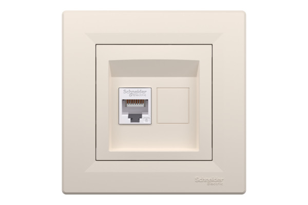 Розетка комп'ютерна, RJ45, кат.6, UTP, Кремова, Asfora EPH4700123