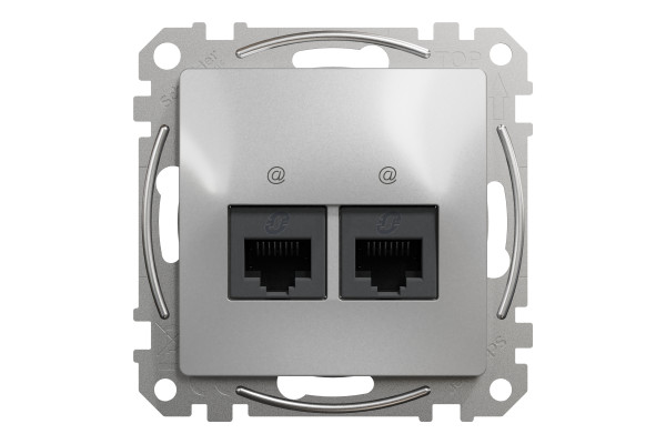 Комп'ютерна розетка подвійна RJ45, кат. 5e, неекр. UTP, Алюміній, Sedna Design SDD113452
